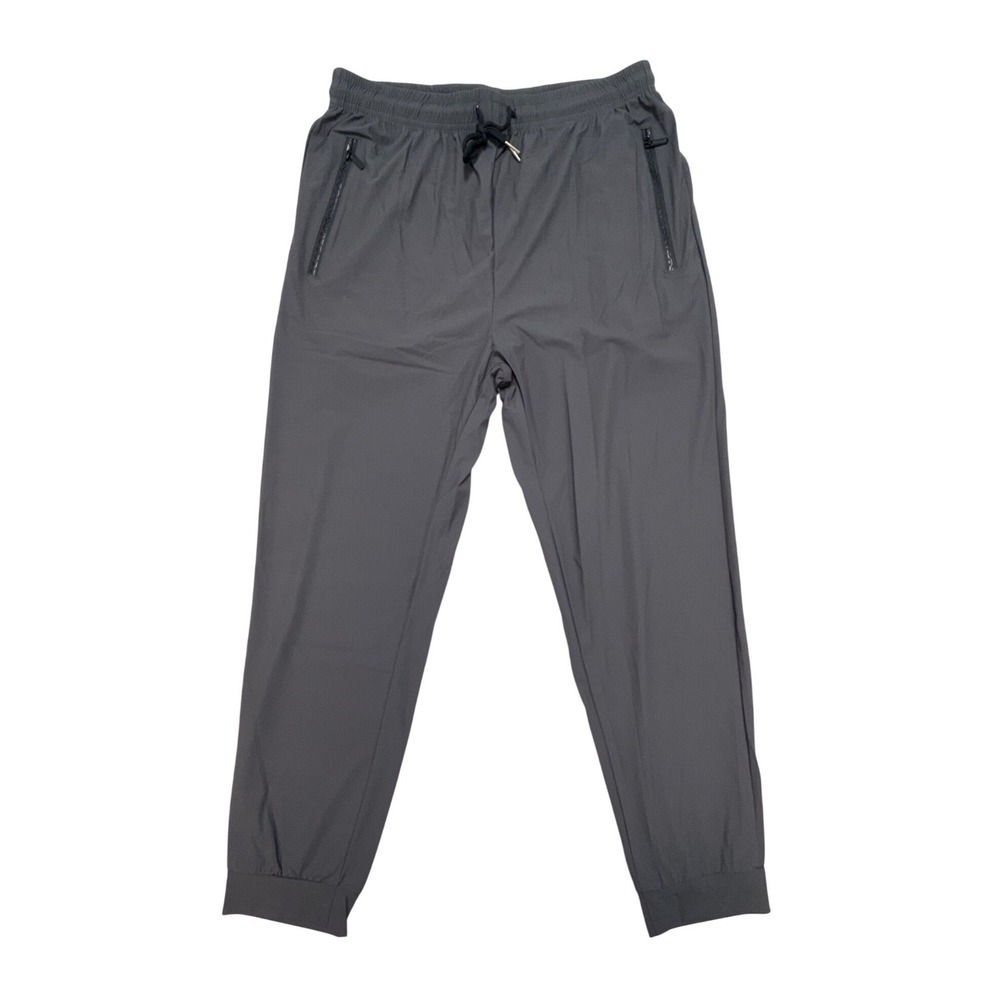 Athletic Gray Joggers Mens M Zipper Pockets Stretch Performance Training Pants